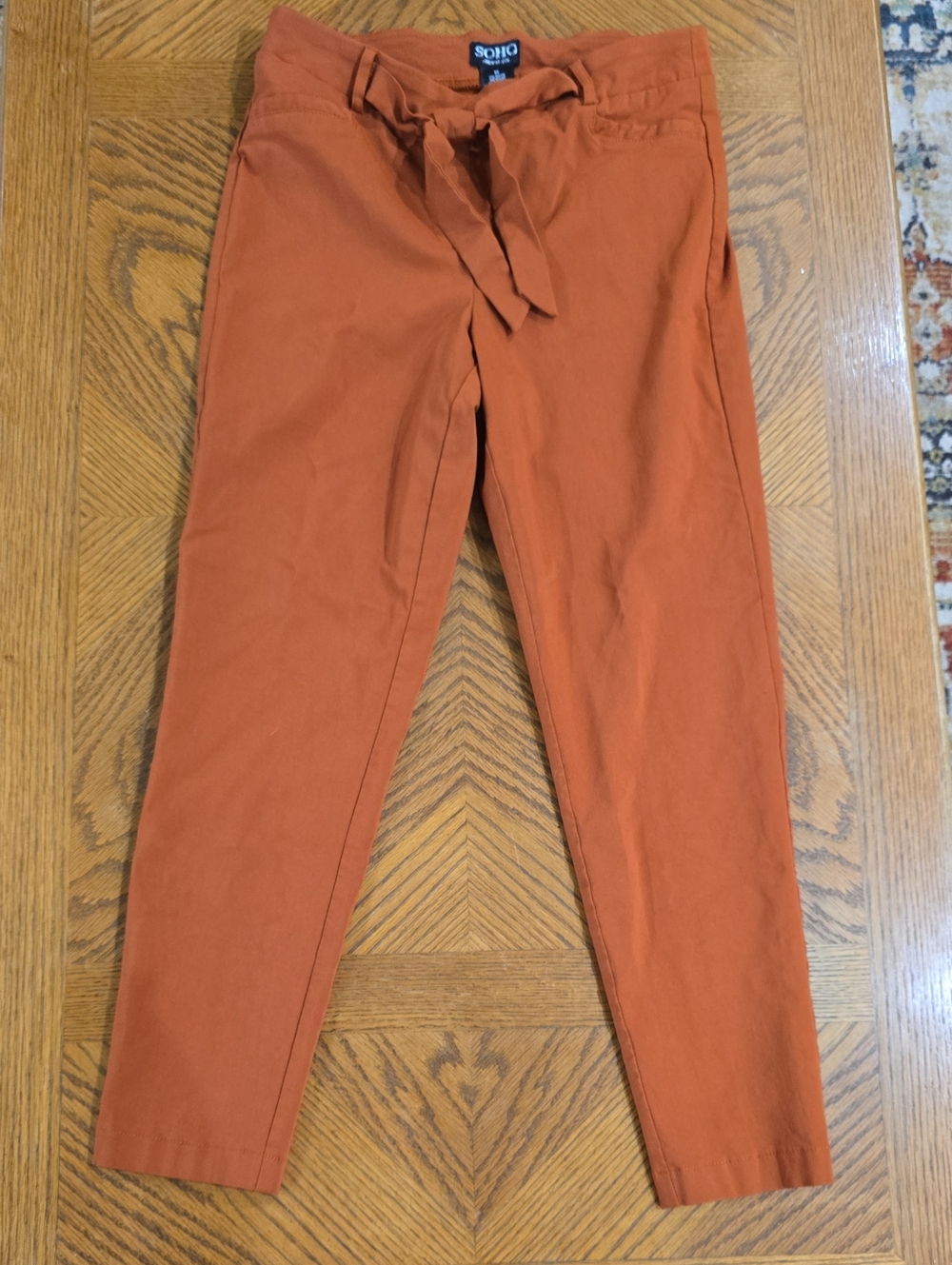 Soho Burnt Orange Tie-Waist Chinos